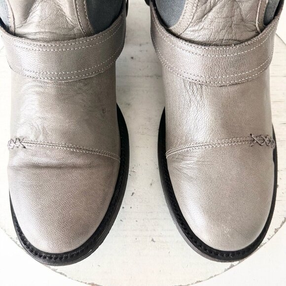 NEW Lane Boots Womens Gray Leather Canvas Mid-Calf Western Moto Style Zip Size 9 - Picture 6 of 12